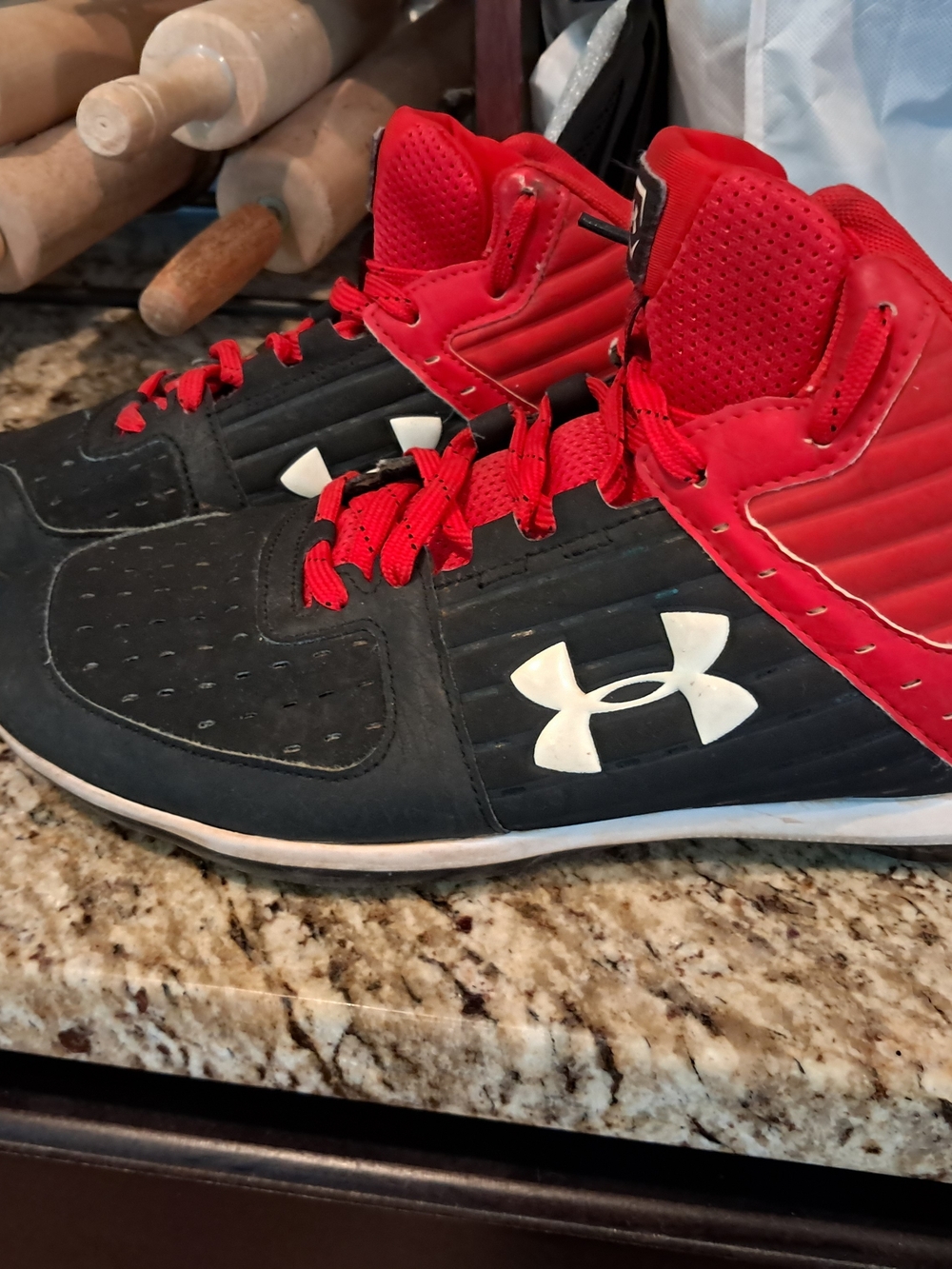 Under Armour Curry 6 "Stealth" Black & Red High-Top Athletic Shoes. No Box.
